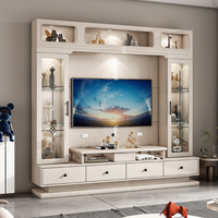Gabinete de soporte de TV de lujo Unidad de pared de diseño moderno Centro de entretenimiento Muebles de sala de estar