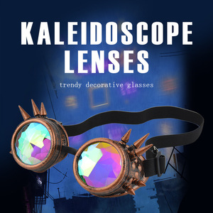 Lentes de Caleidoscopio, Gafas Steampunk de Metal Hechas a Mano, Disfraz de Halloween, Gafas Decorativas Novedosas para Fiestas - Product Image 1