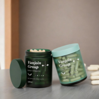 Pot en verre personnalisé pour Matcha Mind Nutrition, bouteille givrée verte en forme de capsule avec boîte, emballage de fruits mélangés pour la beauté et le bien-être