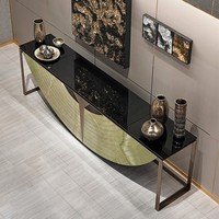 Table console de luxe au design rétro italien - sur mesure - pour mobilier de villa, marbre, entrée haut de gamme dans le salon