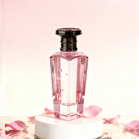 Botol Parfum Kaca Transparan 50ml Berkualitas Tinggi Warna Pink Kustomisasi Pribadi Khusus dengan Tutup Logam Emas