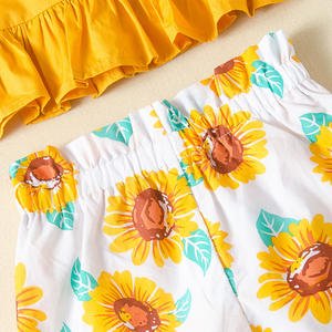 Ropa de bebé importada de China, blusa con tirantes finos y estampado floral, conjunto corto para niñas, verano - Product Image 6