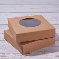 Eco-friendly di Carta Regalo di Cartone di Imballaggio Mini Scatole Su Misura Scatola Marrone con Finestra di Plastica