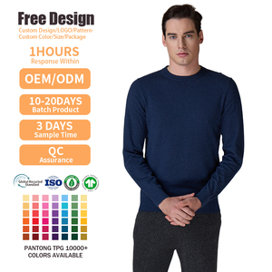 Wholesale Casual Navy <b>Pullover</b> Knitwear Custom Embroidery Logo Autumn Men's Long Sleeve Knitted Sweater - Product Image 2