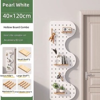 Étagère murale QM moderne en panneau perforé irrégulier, organisateur en bois blanc, accessoires minimalistes pour la décoration intérieure, entrée, chambre