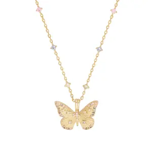Inspire bijoux doux mode mignon élégant magnifique Vintage vente chaude exquis polyvalent étanche papillon arc-en-ciel et or