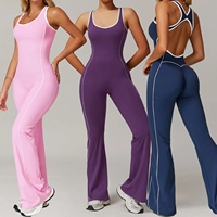 Femmes Sexy dos creux col en v sans manches grande taille combinaison de gymnastique respirant vêtements actifs pour l'entraînement Fitness Yoga un sport