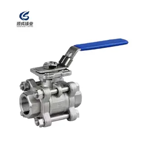 China supplier 3pc ball valve with direct ISO5211 mounting pad 1000 WOG thread end