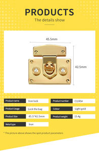Модные аксессуары для сумок: замок для багажа, замена декоративной защелки для сумки, поворотный железный замок, аксессуары для сумок - Product Image 3