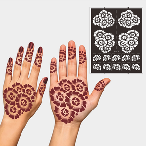 Pochoirs personnalisés réutilisables autocollants pour tatouages temporaires au <span class=keywords><strong>henné</strong></span>, motifs mandala, peinture corporelle, tatouages au jet de jus pour les doigts en PVC - Product Image 1