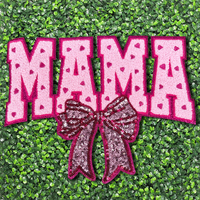 Produit le plus vendu Mama Sequin Chenille Varsity Letter Patchs brodés personnalisés thermocollants pour vêtements et chapeaux