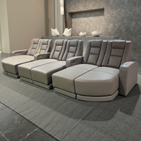 Canapé-lit de salon convertible rétractable de style moderne Meuble de théâtre en cuir véritable avec appui-tête électrique