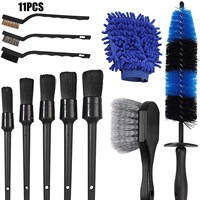 Ensemble de 11 brosses de nettoyage pour voiture, roues, pneus, moteur, intérieur, kit de détaillage