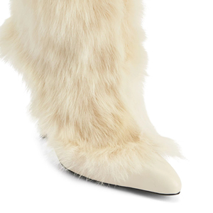 Fabrication Prix de gros Hiver Sexy Femmes Fourrure <span class=keywords><strong>Daim</strong></span> Pu Stiletto Mince Talon Haut Bout Pointu <span class=keywords><strong>Mi</strong></span>-<span class=keywords><strong>mollet</strong></span> Bottes pour Dames - Product Image 4