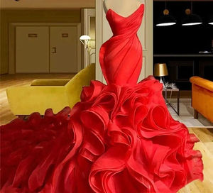 Venta caliente imperio sirena vestido de novia sin tirantes vestidos de novia - Product Image 4