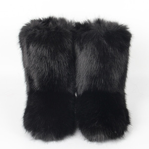Stivali Invernali Cross-border Y2K in Finta Pelliccia di Procione e Volpe, Stivali <span class=keywords><strong>da</strong></span> <span class=keywords><strong>Neve</strong></span> a Metà Polpaccio <span class=keywords><strong>con</strong></span> Punta e Suola in Gomma, Stivali <span class=keywords><strong>da</strong></span> Donna Foderati in Pelliccia Soffice - Product Image 2
