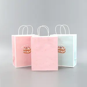 Hot sale Custom Logo Recyclable Brown Kraft Paper Bag Custom Printed Logo Gift Shopping Paper Bags with handle for food