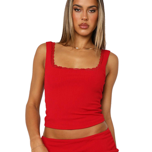 Phụ Nữ Của Trọng Lượng Nhẹ Nhanh Chóng Khô Không Tay Tank Tops Cho Mùa Hè Ngoài Trời Hoạt Động Mềm Ren Gân Cổ Vuông Cho Mùa Xuân Người Lớn - Product Image 1