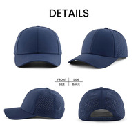 Casquette de baseball personnalisable vierge à 5 panneaux, imperméable, pour homme, style décontracté, avec découpe laser et trous perforés, casquette de camionneur, casquette de golf avec corde