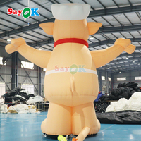 Sayok personnalisé 5m géant gonflable cochon dessin animé barbecue cochon publicité rose gonflable Chef cochon pour la Promotion