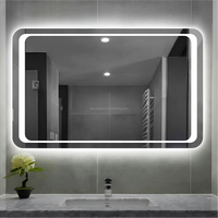 Grand miroir de salle de bain rectangulaire mural moderne, intelligent, tactile, éclairé par LED, écologique, sans cadre