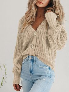 Cardigan ample en acrylique tricoté épais pour <span class=keywords><strong>femme</strong></span>, doublé laine, ouvert sur le devant, à manches longues et boutonnage, coupe courte, avec possibilité de personnalisation - Product Image 3