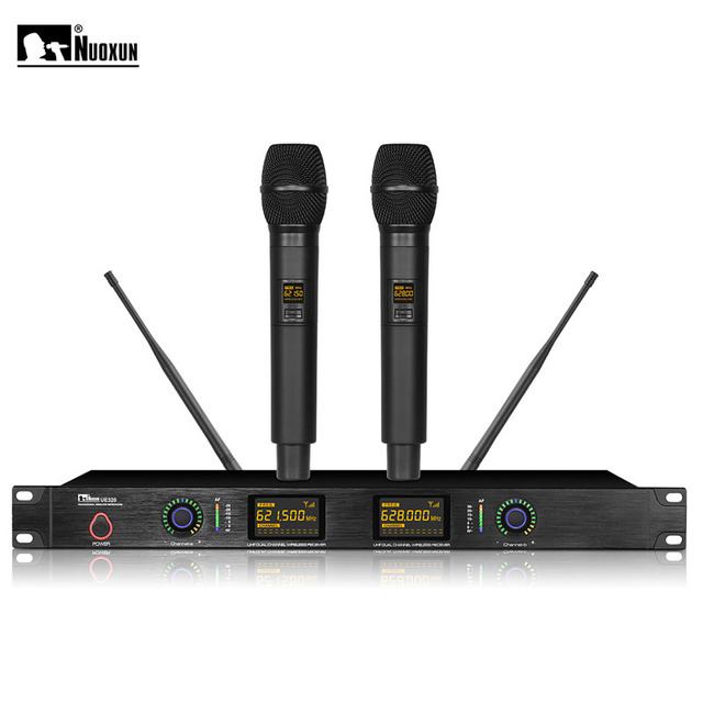 UE-320 Professional Dual Channel Handheld Karaoke Mic UHF Wireless Dynamic XLR Connector Mic