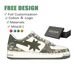 2024 Patent Genuine Leather Custom Logo Designer Factory Low Cut Customization Men's Casual Sneakers Men Bapestas Shoes Custo