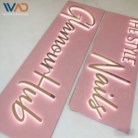 Enseigne rétroéclairée de luxe en acier inoxydable doré, lettres 3D personnalisées pour devanture de boutique, salon de beauté et institut de manucure