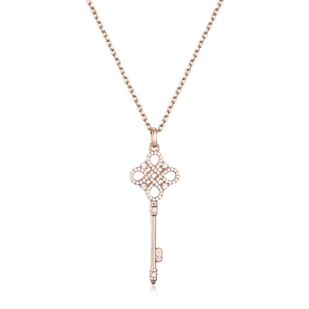 Fashion Gold Key 925 Sterling Silver Necklace for Women Wholesale