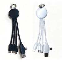 Kabel Pengisi Daya 4 in 1 Murah Grosir Promosi Gantungan Kunci Menyala Logo Kustom Nilon Terjalin Multi Port Tipe C Micro USB Tipe C