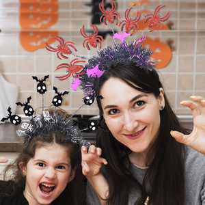 Diadema de Halloween XH con Calabaza, Araña y Plumas, Decoración Divertida para Fiesta del Festival de los Fantasmas, Tocado con Tiras de Colores Radiales - Product Image 3