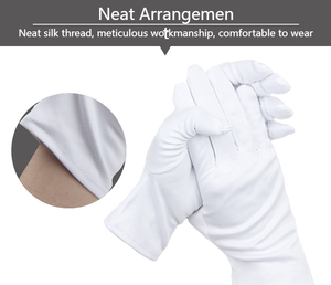 Gants de nettoyage en microfibre noir et blanc avec logo personnalisé pour le travail gants de polissage de bijoux en coton et soie de lait - Product Image 5