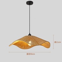 Lustre en rotin tressé naturel pour table à manger et salon, éclairage LED de taille moyenne, installation facile