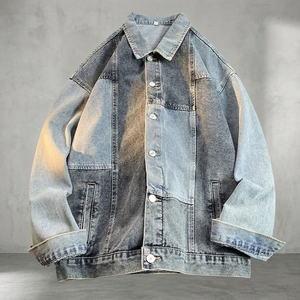 <b>Denim</b> Factory Heavy for Knitted <b>Denim</b> Jacket 25 oz Japanese Style Red Jeans Stand Collar Hooded Men Autumn Outdoor Vintage <b>Coat</b> - Product Image 3
