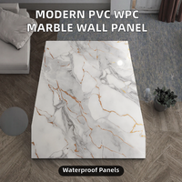 Panneaux muraux en WPC/PVC imperméables, design marbre, feuilles de marbre 3D en PET/charbon de bambou, pour appartement moderne, finition carbone