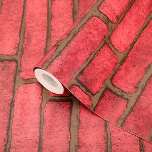 <span class=keywords><strong>Style</strong></span> coréen 3D PVC Wallpap moderne brique rouge papier peint pour restaurant salle de sport étanche auto-adhésif conception personnalisée échantillon gratuit - Product Image 2