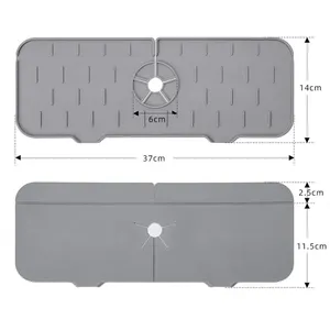 1 pièce Tapis de protection d'évier en silicone rectangulaire 37x14cm, anti-goutte, anti-éclaboussures, antidérapant, écologique, pliable, pour salle de bain - Product Image 6