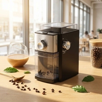 Moulin à café électrique domestique avec 14 réglages de mouture, capacité de 2 à 12 tasses, minuteur, trémie à grains de 200g et double verrouillage de sécurité