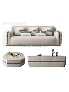 फोशान फैक्ट्री लाइट लक्जरी चमड़े के सोफे 1 + 2 + 3 लिविंग रूम चमड़े के सोफे कम कीमत में - Product Image 5