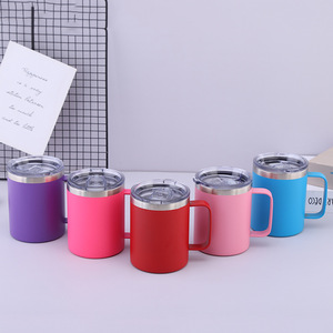 Tùy chỉnh màu Matte sơn cách điện cốc cà phê Mug thép không gỉ Mug với xử lý & nắp trong suốt - Product Image 3