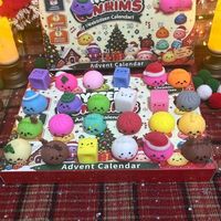 Calendrier de l'Avent Squishy de Noël 24 pièces – Boîte Mystère Anti-Stress avec Figurines Mignonnes en Forme de Ravioli – Cadeau de Fêtes