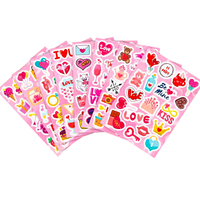 Feuille d'autocollants A5 personnalisés imprimés pour baiser, feuille d'autocollants en vinyle transparent imperméable à l'eau avec logo de dessin animé mignon pour les enfants