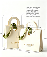 Ringförmige, umweltfreundliche, wiederverwendbare, handgefertigte Geschenktüte aus Kunstpapier für Hochzeiten und Bankette mit Premium-Band und Goldprägung