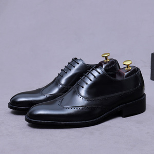 Zapatos Oxford Formales de Negocios para Hombre, de Cuero Vacuno Genuino de Lujo, Negros, Estilo Coreano, con Punta Redonda y Suela Gruesa - Product Image 6