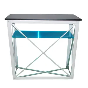 ADMAX Foldable Display Pop Up Counter Aluminum Folding Advertising Display Promotion Table With Fabric Printing Straight