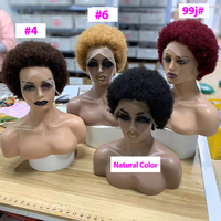 Perruques Cheveux Humains Brésiliens Courts Bouclés avec Dentelle Frontale Transparente 13x4, pour Femmes Noires, Fournisseur en Gros