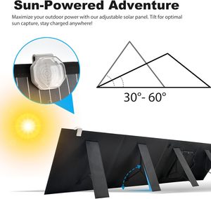Panel Solar Portátil Plegable de 200W 12V IP65 Impermeable con Soporte Ajustable para Estación de Energía, RV, Camping, Viajes, Uso Fuera de la Red - Product Image 4