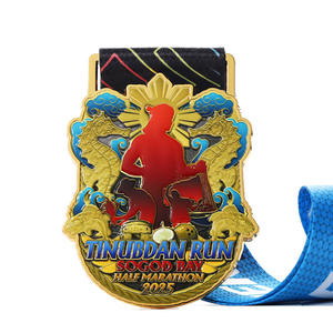 Nuevas Medallas Creativas Deportivas con Logotipo Metálico, Diseño Brillante Chapado en Oro, Pulverización de Color 3D, Medallas de Carrera y Medio Maratón Personalizables - Product Image 4
