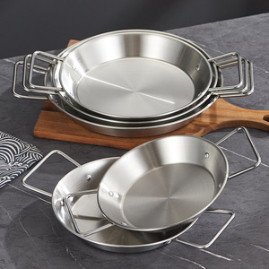 Plato de Cocina Sostenible de <span class=keywords><strong>30</strong></span> <span class=keywords><strong>cm</strong></span> para Ramen, Fideos Instantáneos, Plato de Mariscos Español con Asa, <span class=keywords><strong>Sartén</strong></span> Plana de <span class=keywords><strong>Acero</strong></span> <span class=keywords><strong>Inoxidable</strong></span> con Doble Asa - Product Image 4